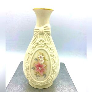 The Cameo Ribbon Vase Royal Heritage Collection Pink Floral Design Porcelain Vtg